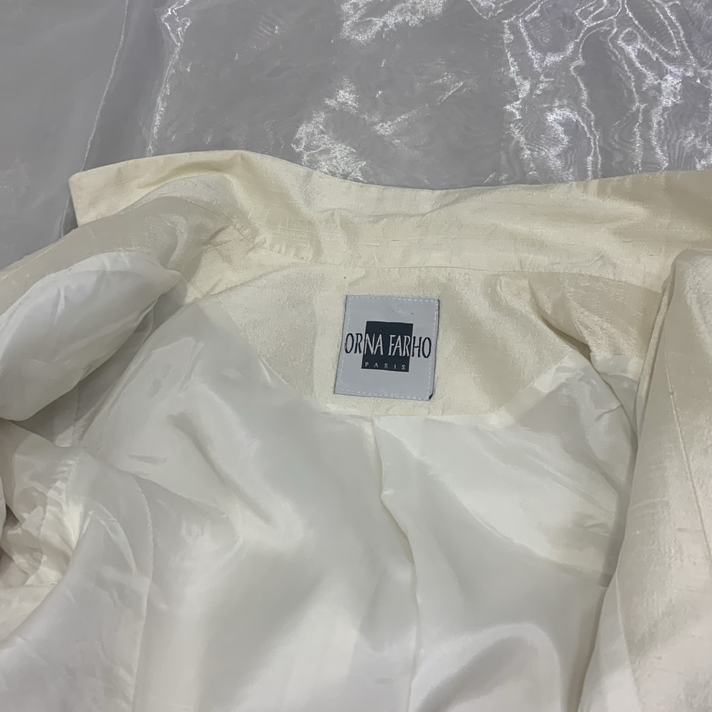 VTG Orna FarhoRARE Made in 🇫🇷 100% Silk Off White 2 Pieces High Rise Pants Set - Picture 17 of 17